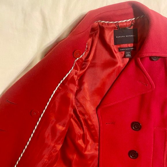 BANANA REPUBLIC Petite Red Italian Wool Coat - Picture 8 of 13